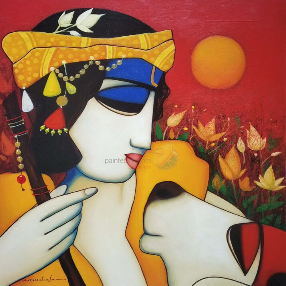 Arvind Mahajan Krishna Acrylic on canvas 24×24 inches Rs28000