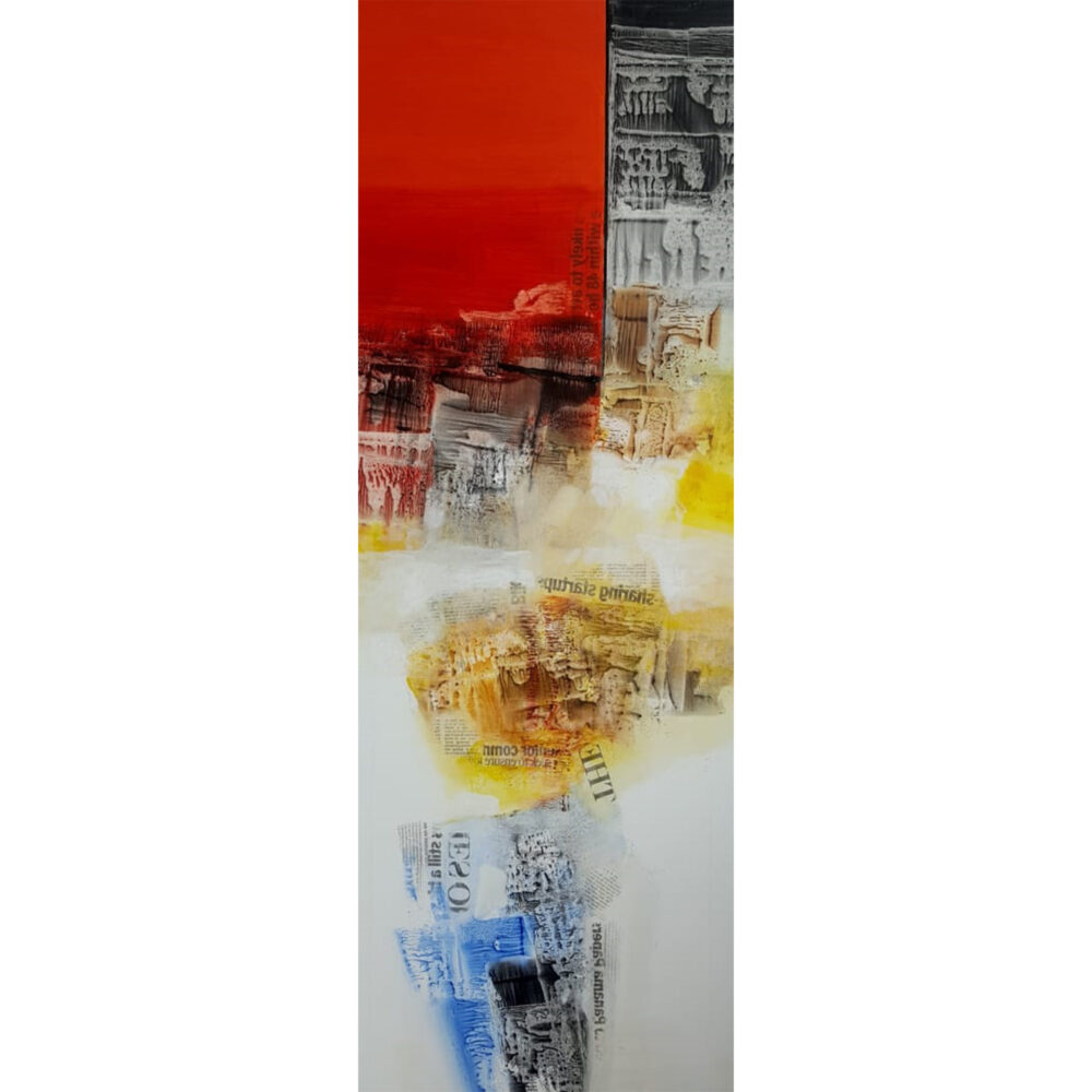 Harendra shah Mix media on canvas 36 x 12 inches