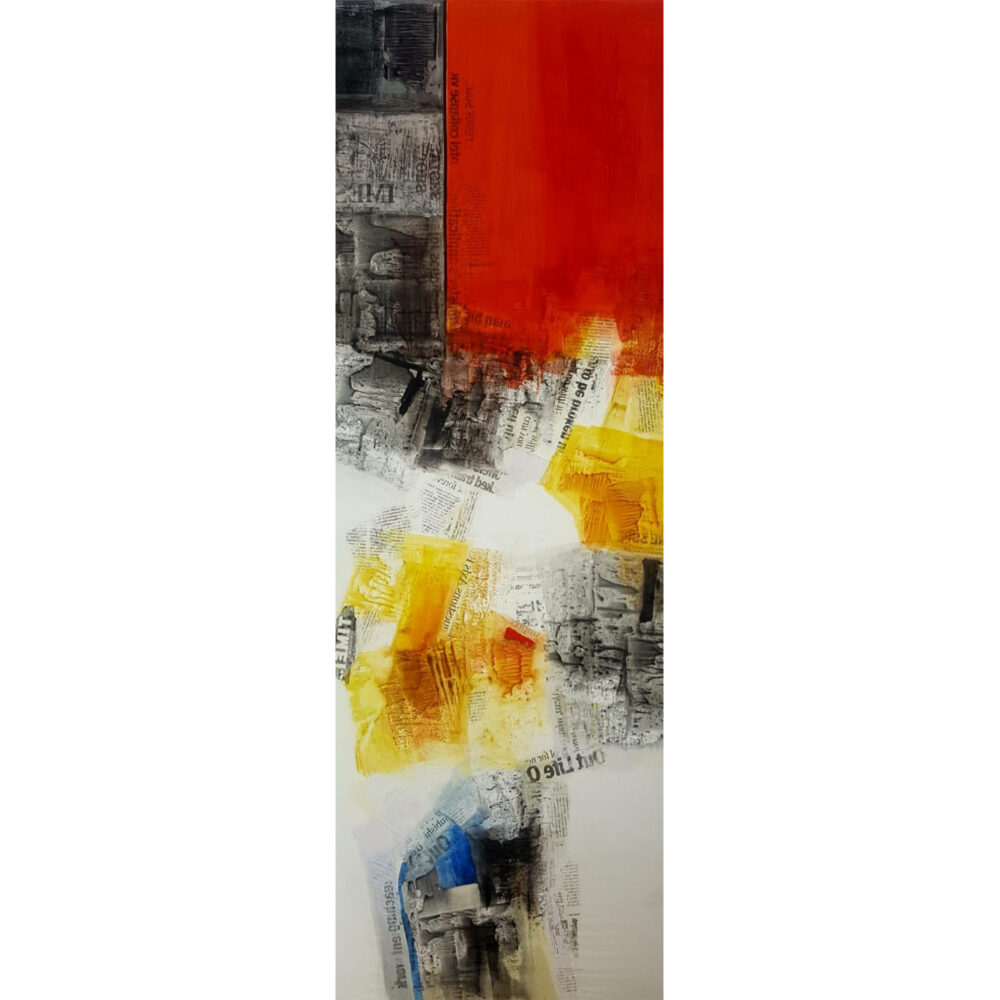 Harendra shah Mix media on canvas 36 x 12 inches