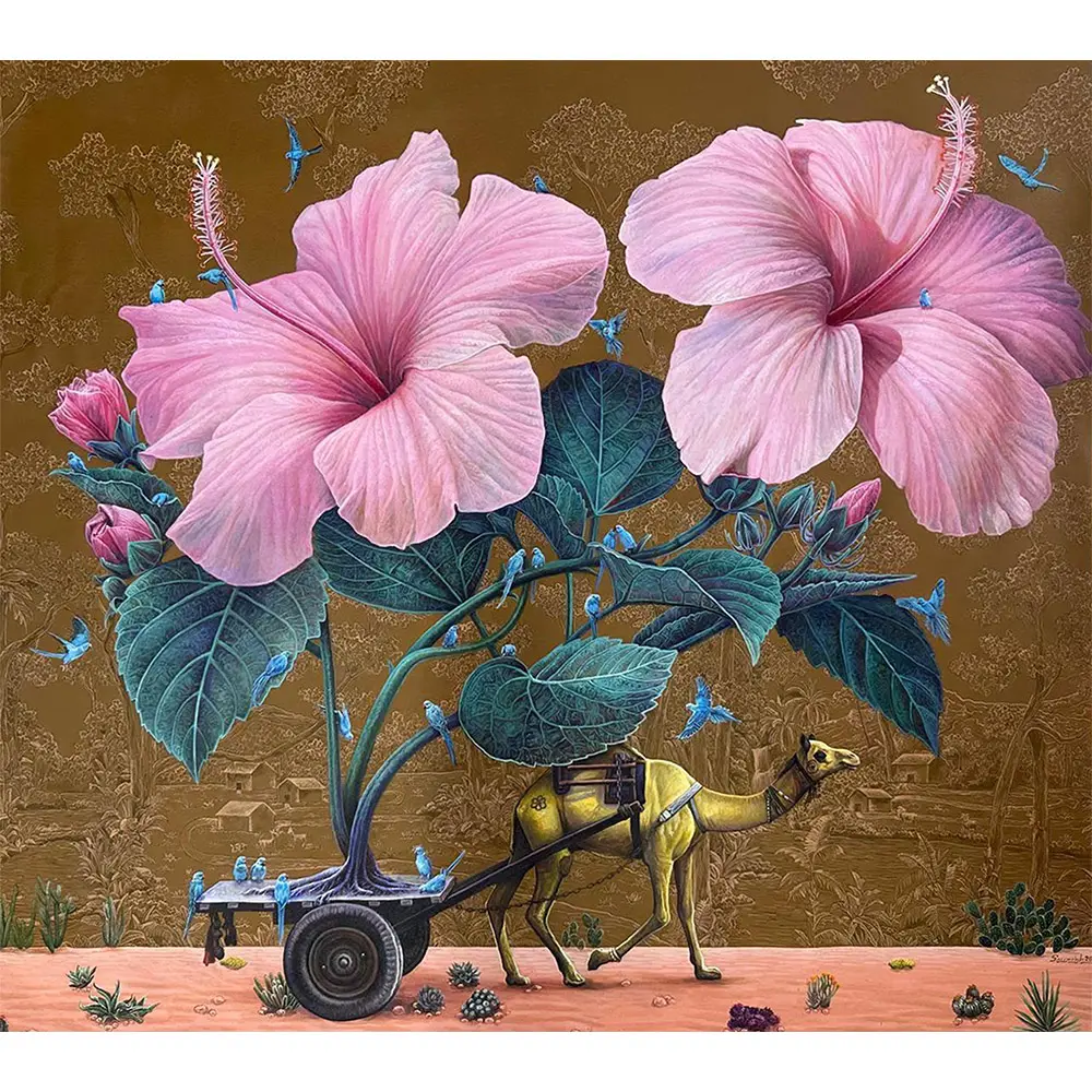 Saurabh Gupta 49 x 55 inches acrylic on canvas painting - indian contemporary about journey
